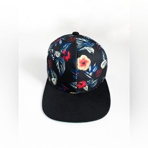 Carbon Elements Hawaiian Floral Theme Snapback Hat Cap Flat Brim 100 Emoji OS